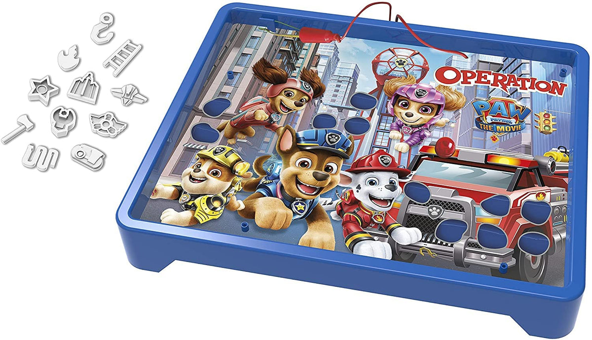 Hasbro Paw Patrol edition game buzzer lighting up during a near-miss moment.