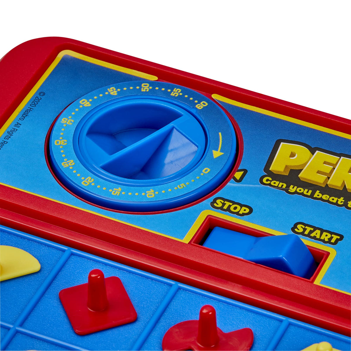 Hasbro Gaming Perfection Plus included storage box keeps pieces organized.