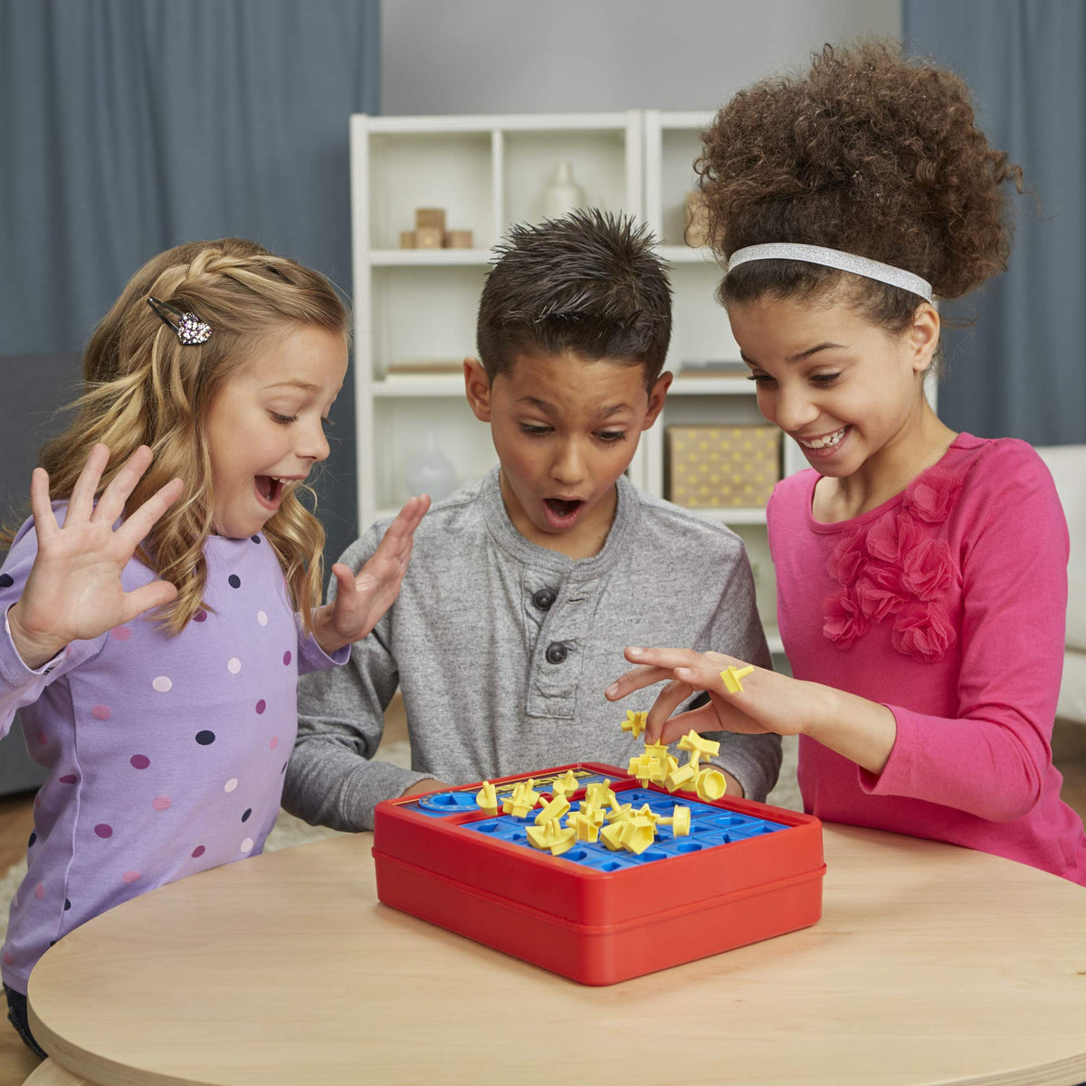 Hasbro Perfection features storage within the game unit for tidy cleanup.