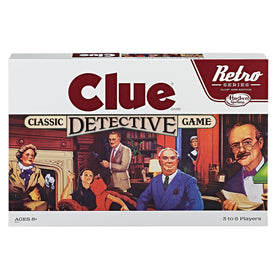 Hasbro Gaming Clue 1986 edition box front, ideal for nostalgic family game nights.