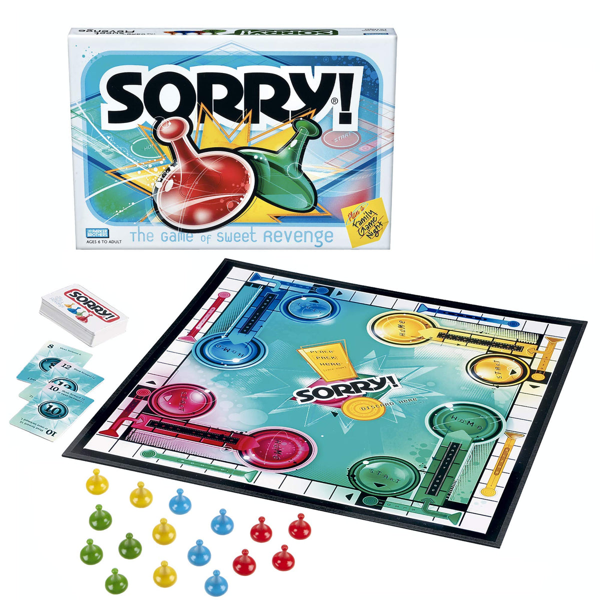 Hasbro Gaming Sorry! card draws create unpredictable moments for players.