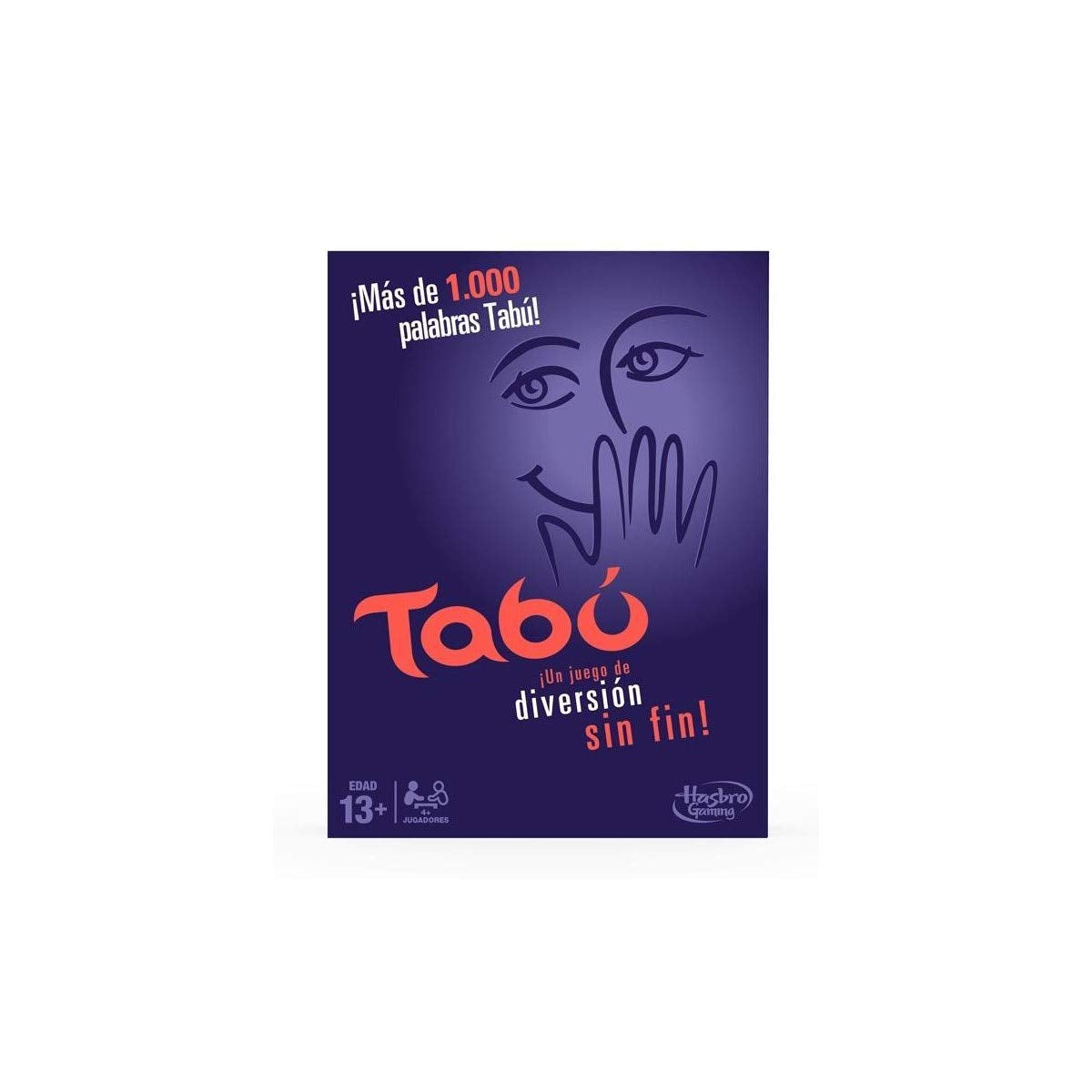 Hasbro Gaming Taboo Dice Game Spanish Version packaging shown for easy setup and family fun.
