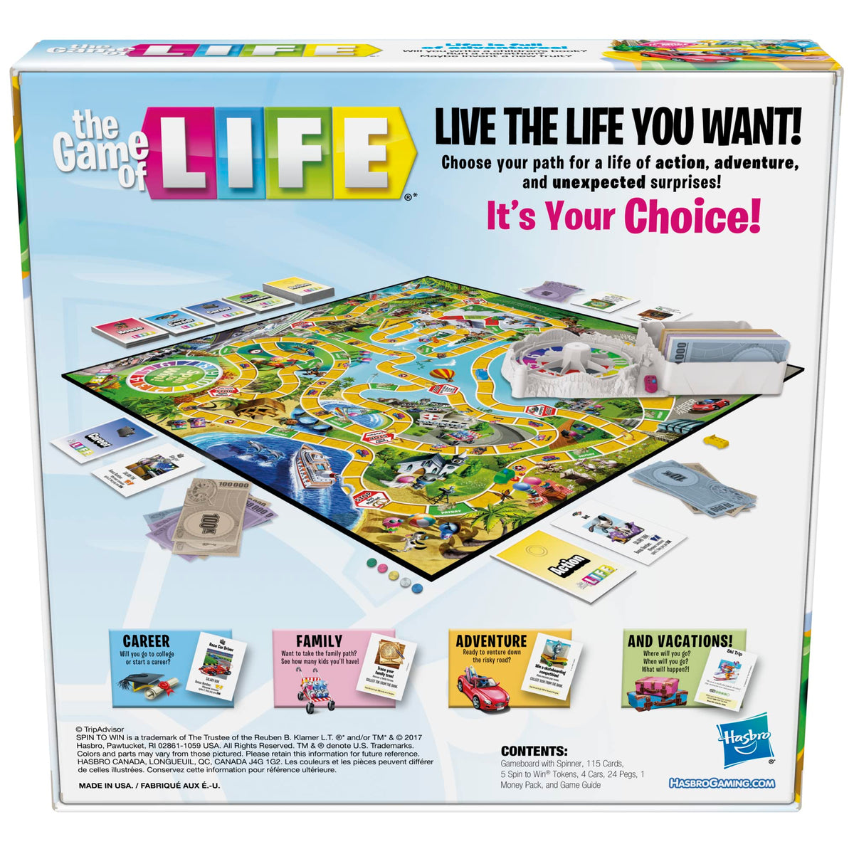 Hasbro The Game of Life career cards showing 31 options for creative play