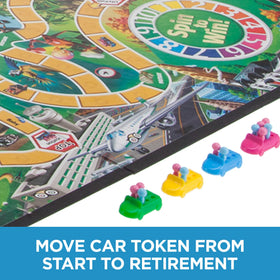 Hasbro The Game of Life retirement moment with wealth tally for endgame
