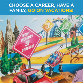 Hasbro The Game of Life vacations space featuring ski trips and tropical adventures