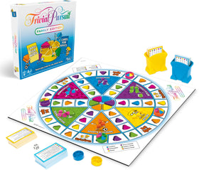 Hasbro Gaming Trivial Pursuit Family Edition board set up for family night