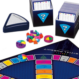 Hasbro Gaming Trivial Pursuit Master Edition game board close-up highlights categories and design