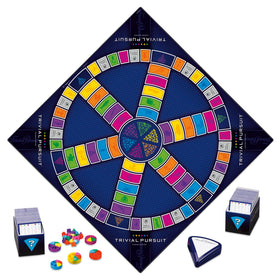 Hasbro Gaming Trivial Pursuit Master Edition player pieces and wedges ready for competitive play