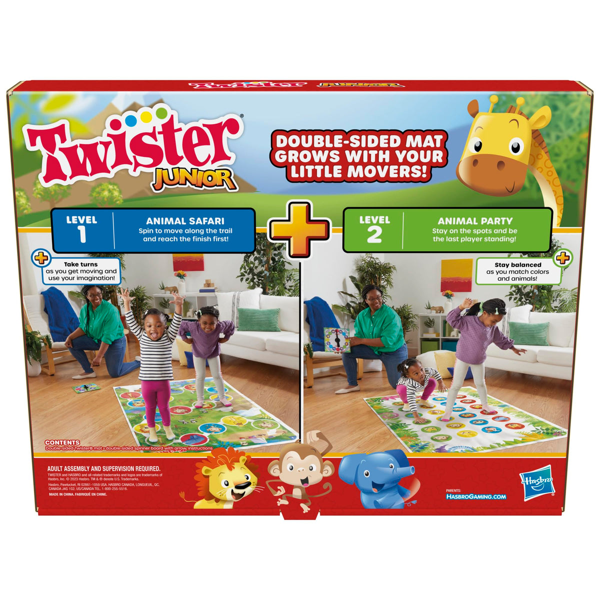 Hasbro Gaming Twister Junior Animal Party mat designed for active indoor play with friends.
