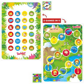 Hasbro Gaming Twister Junior reversible spinner for two game modes.
