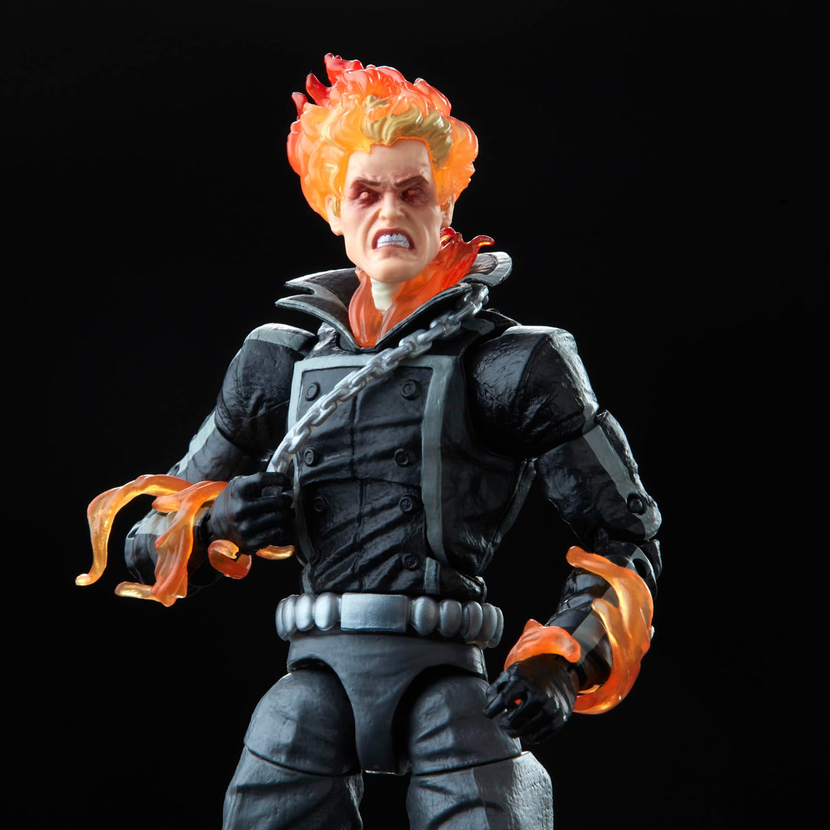 Hasbro Ghost Rider with flaming motorcycle accessory highlights motion and storytelling on display