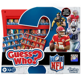 Hasbro Guess Who? NFL Edition box cover with authentic NFL branding for exciting play.