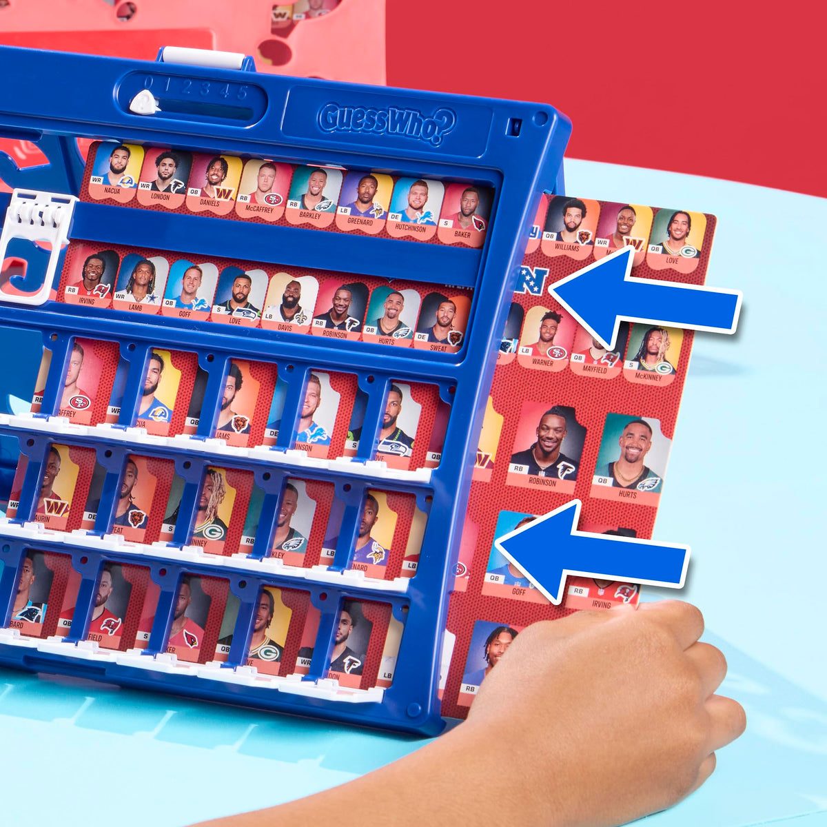 Hasbro Guess Who? NFL Edition portable folding cases for travel-friendly play.