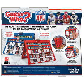 Hasbro Guess Who? NFL Edition game play area set for quick two-player rounds.
