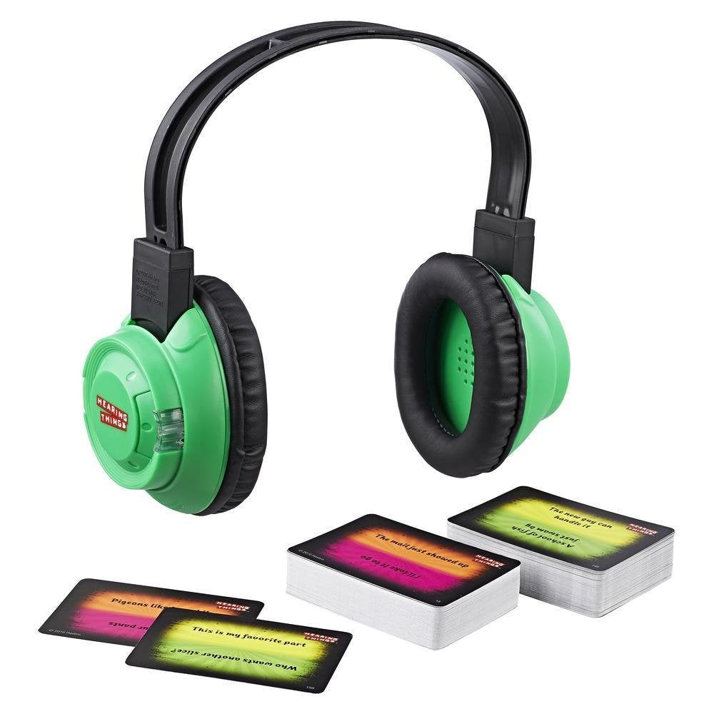 Hasbro Hearing Things game headphones for lip-reading challenges with friends