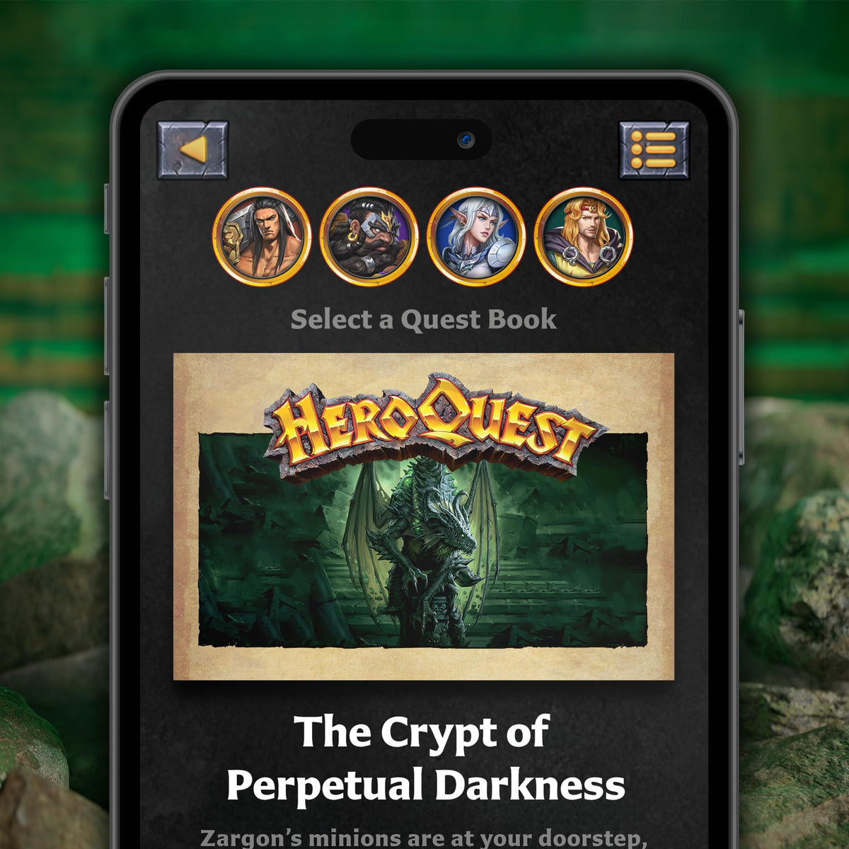 Hasbro HeroQuest game box art hinting at a grand subterranean adventure.