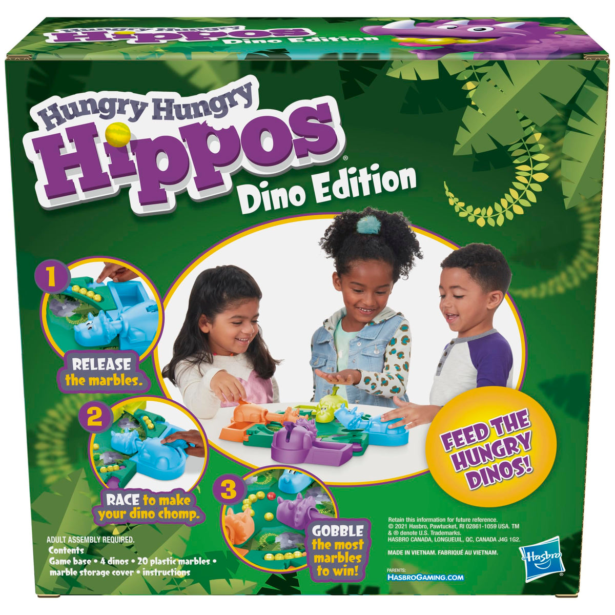 Hasbro Hungry Hungry Hippos Dino Edition: bright marbles captivate kids during play.