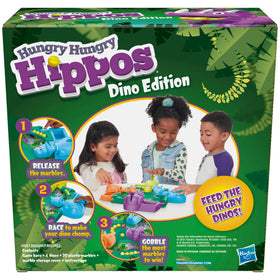 Hasbro Hungry Hungry Hippos Dino Edition: bright marbles captivate kids during play.