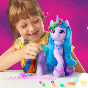 Hasbro Izzy Moonbow spinning rainbow tail creates dynamic movement during play