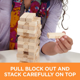 Hasbro Jenga tube box with stacking sleeve for easy transport