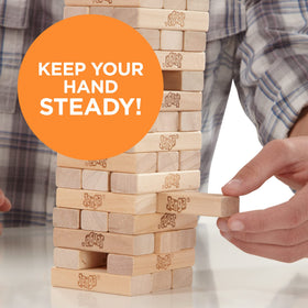 Hasbro Jenga storage handle showing tidy cleanup after play