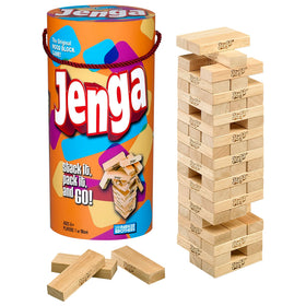 Hasbro Jenga wood blocks ready to build a suspenseful family-friendly tower game