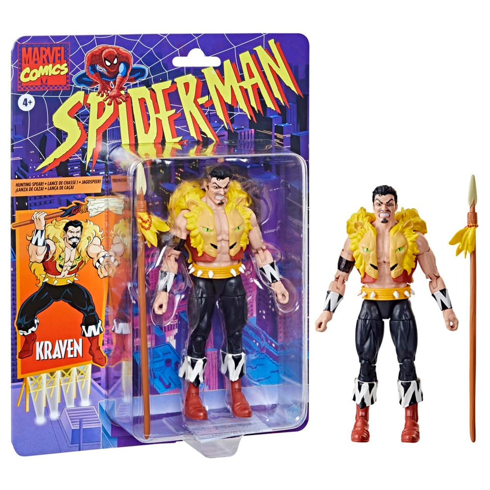 Hasbro Kraven Spider-Man 15cm figure, front view, display-ready collectible
