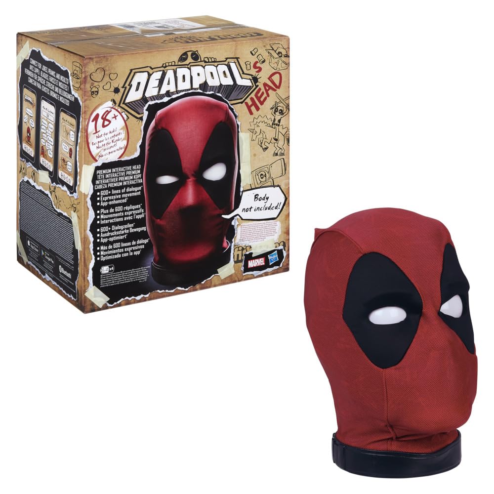 Hasbro Marvel Deadpool's Head on front display, premium interactive collectible.
