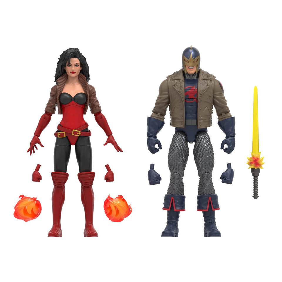 Hasbro Marvel Legends Black Knight Sersi set, front view, ideal for display and collection.