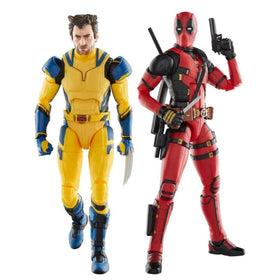 Hasbro Marvel Legends Deadpool and Wolverine figures in dynamic pose for display and collection