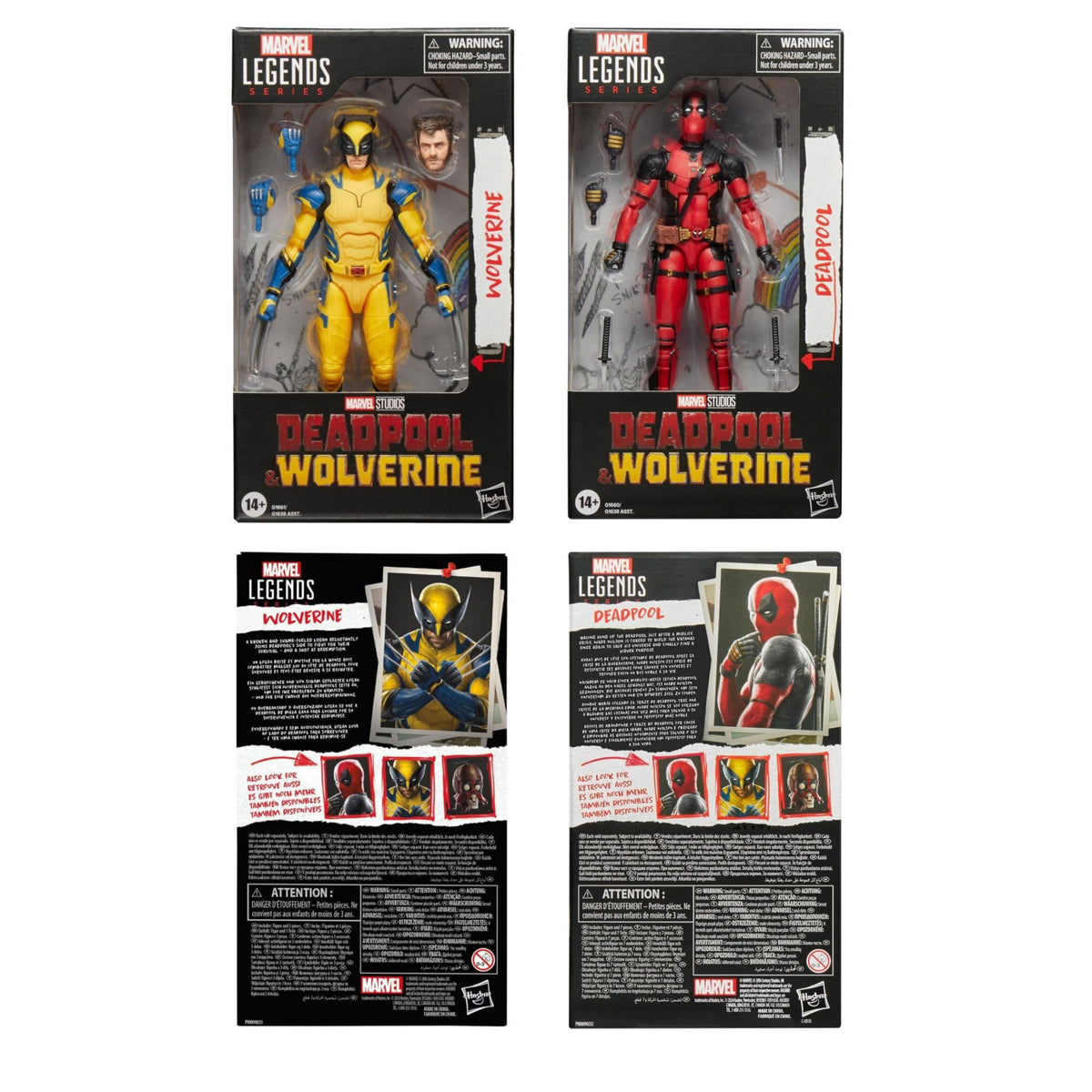Window box packaging with movie-inspired art for Hasbro Marvel Legends bundle