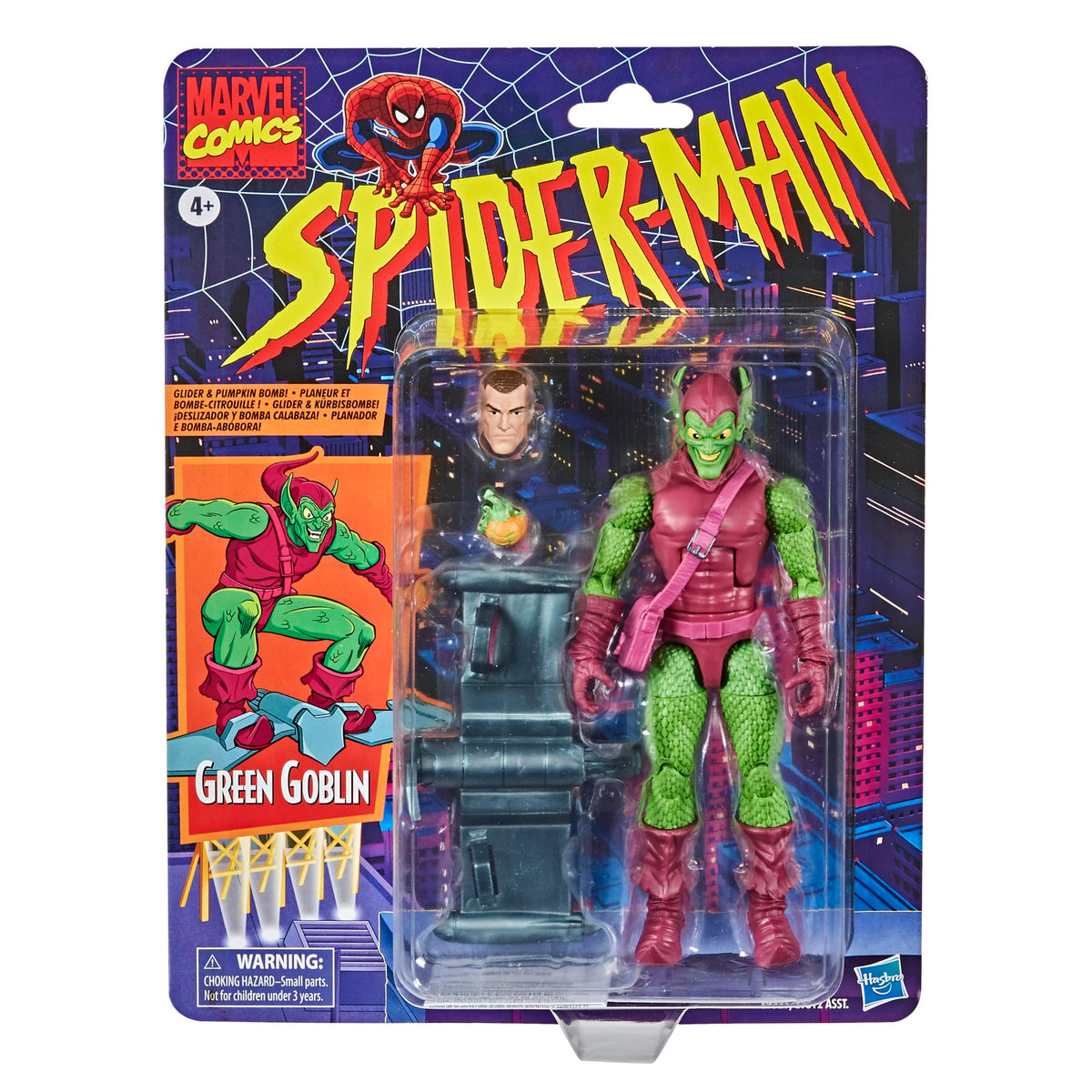 Hasbro Marvel Legends Green Goblin close-up shows premium detailing