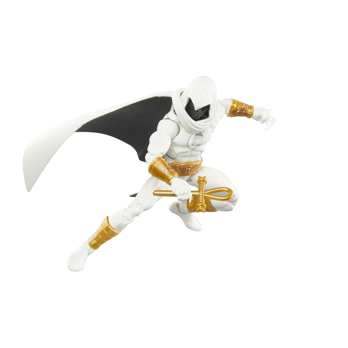 Marvel Legends Moon Knight armor detail enhances shelf decor.