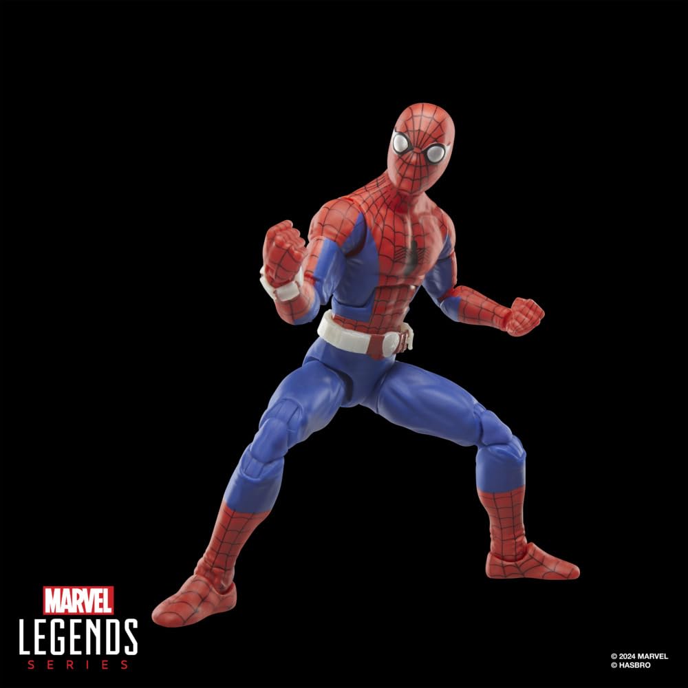Hasbro Marvel Legends Spider-Man77 retro window box enhances shelf display.