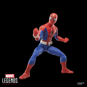 Hasbro Marvel Legends Spider-Man77 retro window box enhances shelf display.