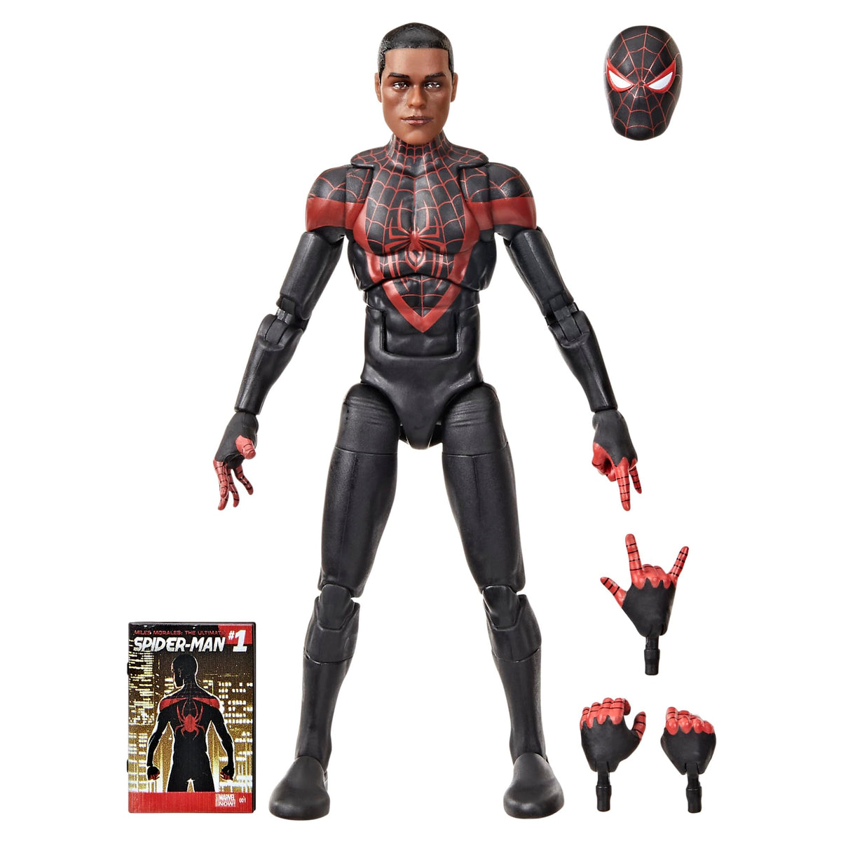 Hasbro Marvel Legends Ultimate Miles Morales figure front view for dynamic display