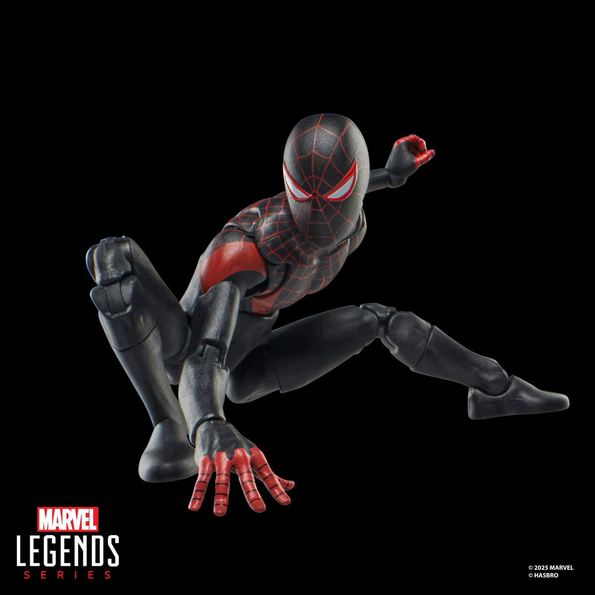 Side profile of the Miles Morales figure highlighting silhouette