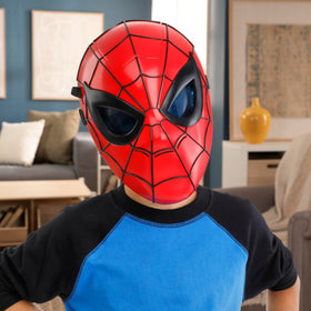 Hasbro Marvel Spider-Man Glow FX Mask worn by kids supports imaginative role play.