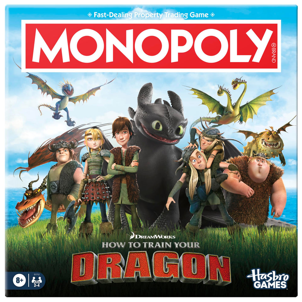 Hasbro Monopoly DreamWorks How to Train Your Dragon board with Berk scenery for family play