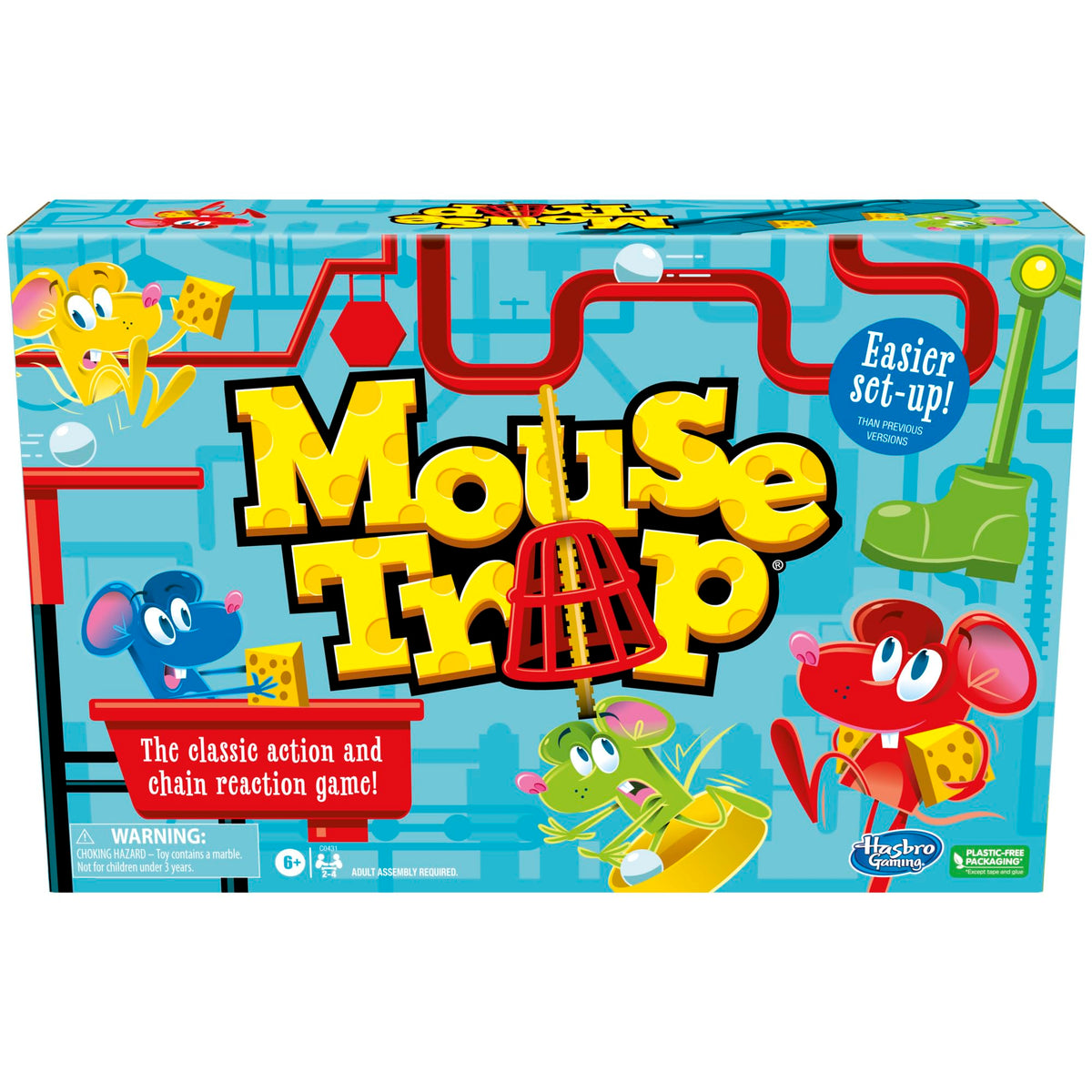 Hasbro Mouse Trap box and gameboard invite quick family play sessions.
