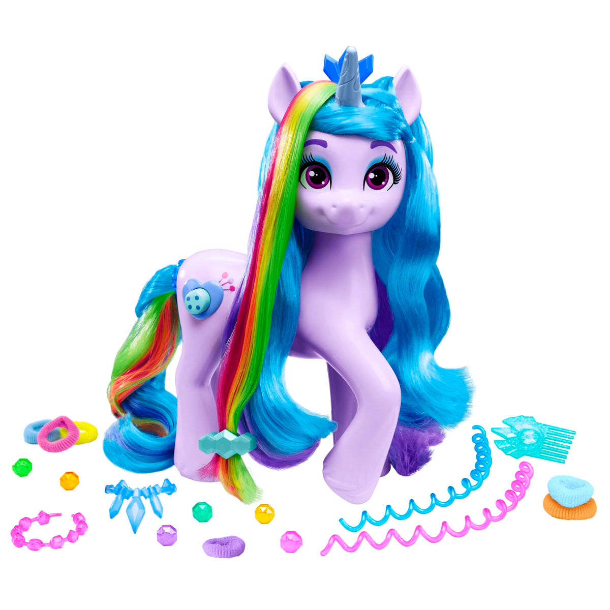 Hasbro My Little Pony Izzy Moonbow rainbow hair reveal enhances imaginative styling play