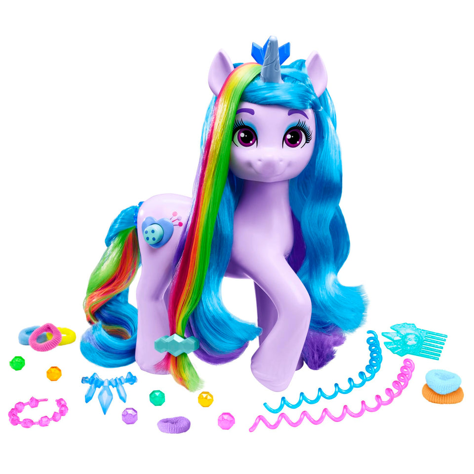 Hasbro My Little Pony Izzy Moonbow rainbow hair reveal enhances imaginative styling play