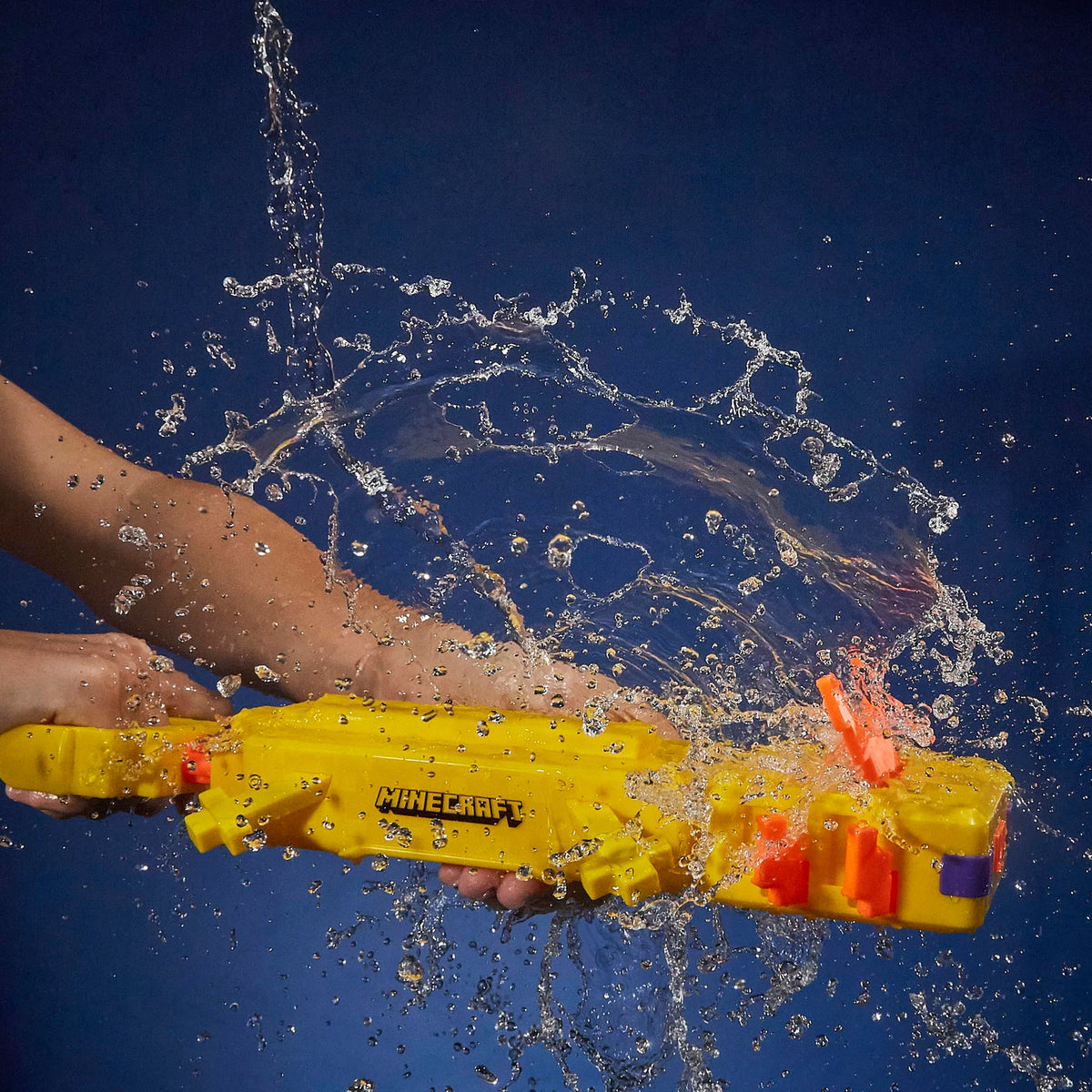 Hasbro Nerf Super Soaker Minecraft Axolotl Water Blaster fill-and-blast feature for easy outdoor water fun