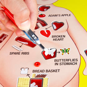 Hasbro Operation illuminated nose during game play for suspense and laughter.