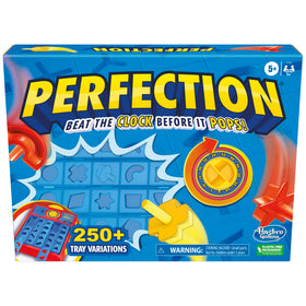 Hasbro Gaming Perfection tray with shapes ready for fast shape-fitting fun