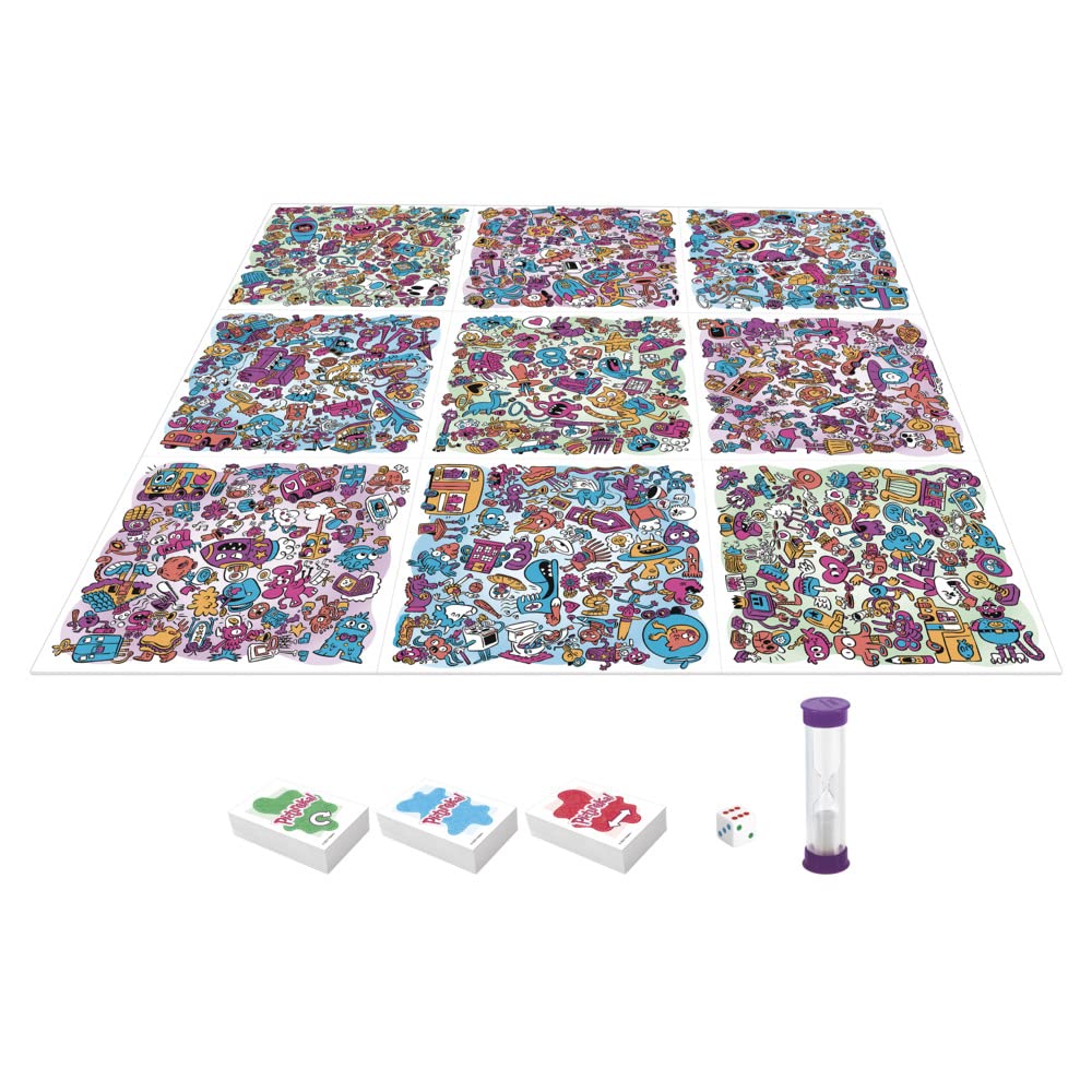 Hasbro Pictureka! die and timer gear up the race against the clock for players.