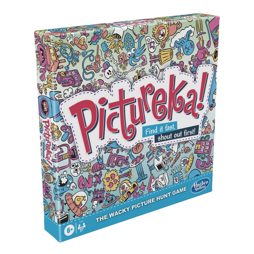 Hasbro Pictureka! mission cards spread for blue, red, and green challenges.