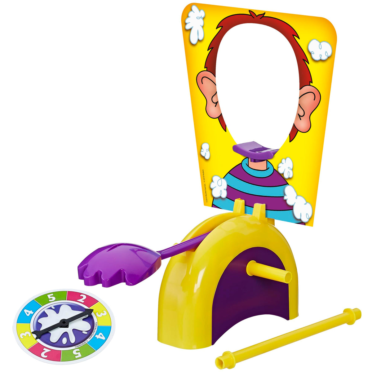 Hasbro Pie Face Game spinner shown, builds suspense as players take turns