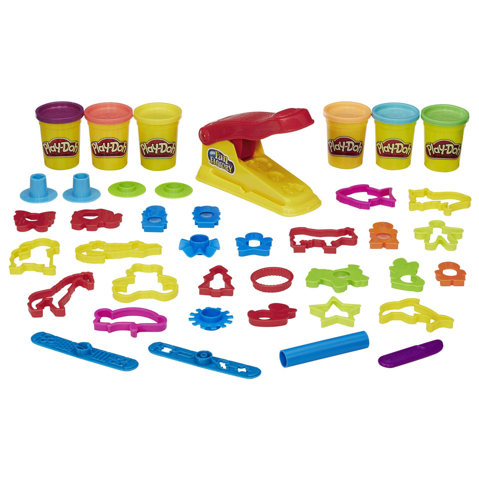 Hasbro Play-Doh Fun Factory Deluxe Set setup promotes creative play and screen-free fun
