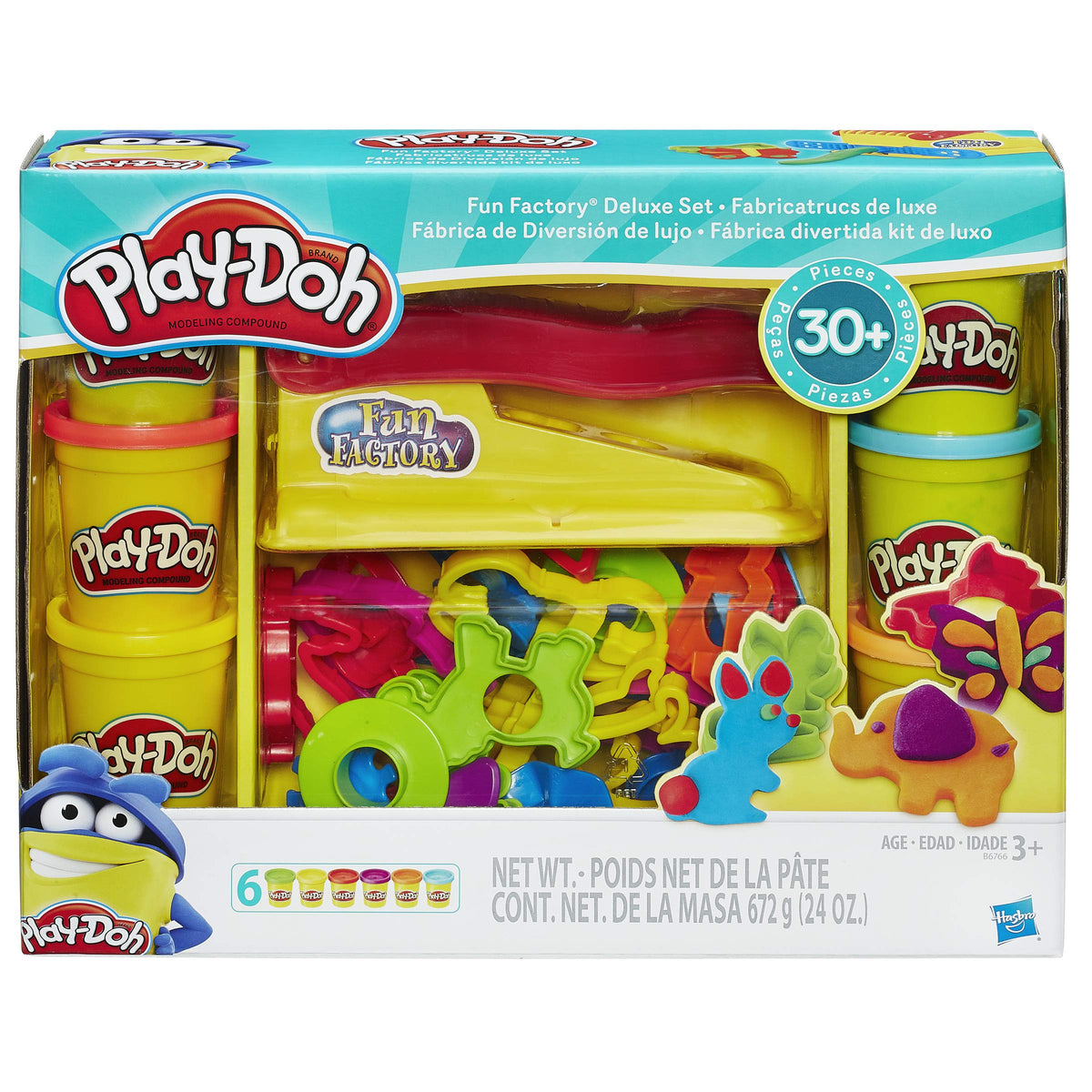 Hasbro Play-Doh Fun Factory roller attachments create textured patterns for imaginative play